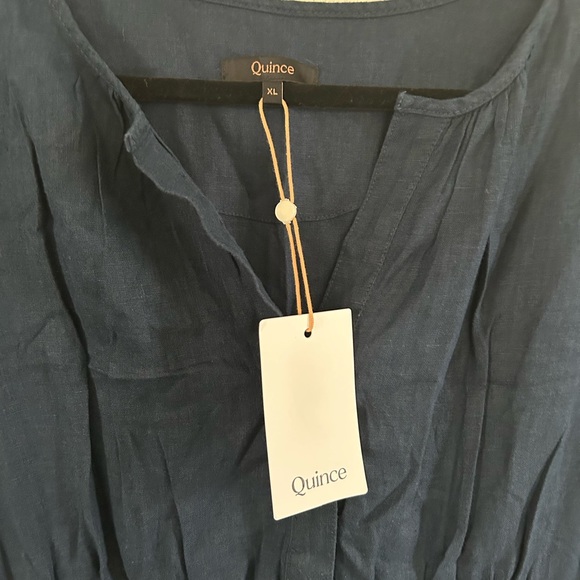 Quince Linen Tiered Maxi Dress Deep Navy XL NWT - Picture 2 of 6